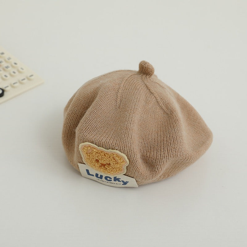 Gorro Beret de Oso Lindos para Bebés - Estilo Coreano de Pana