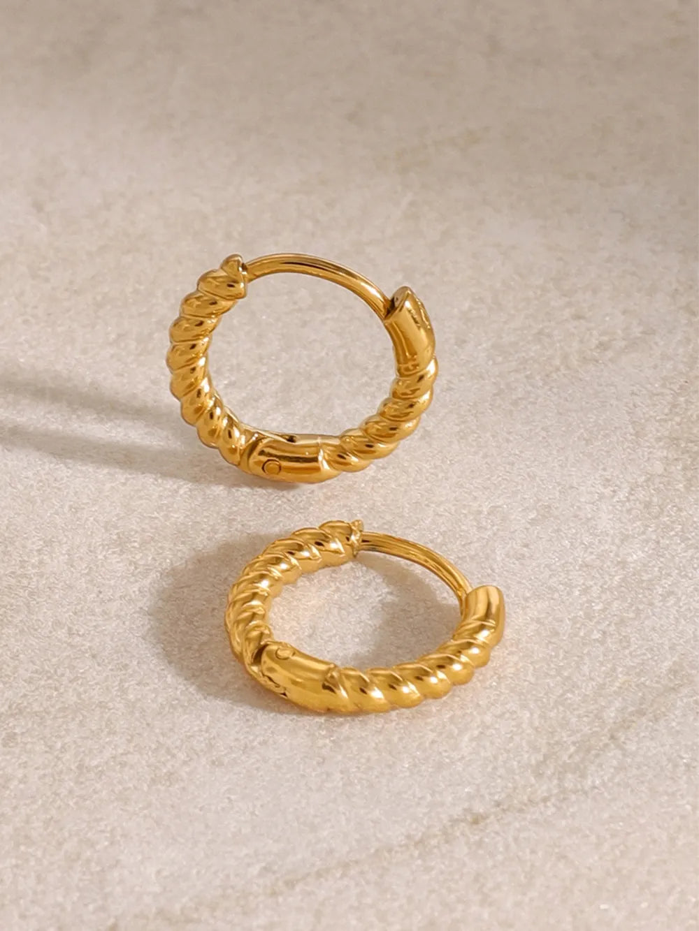 18K Gold-Plated Stainless Steel Huggie Earrings - Korvel
