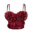 French mesh see through fishbone corset with chest cushion three-dimensional flower shaped outerwear beautiful back - Korvel