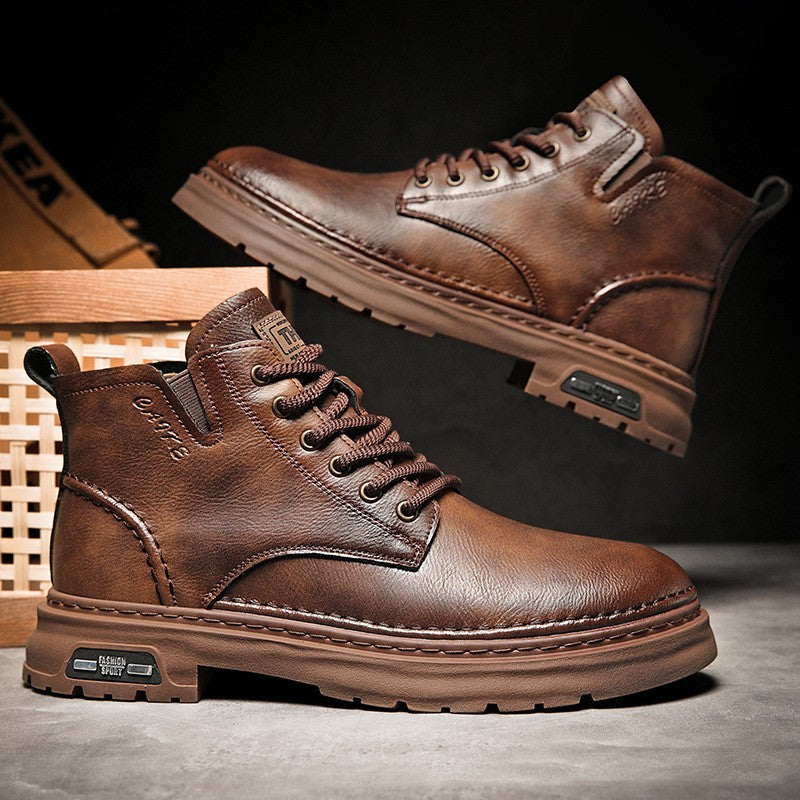Bottes Martin : Chaussures décontractées mi-hautes à semelle épaisse