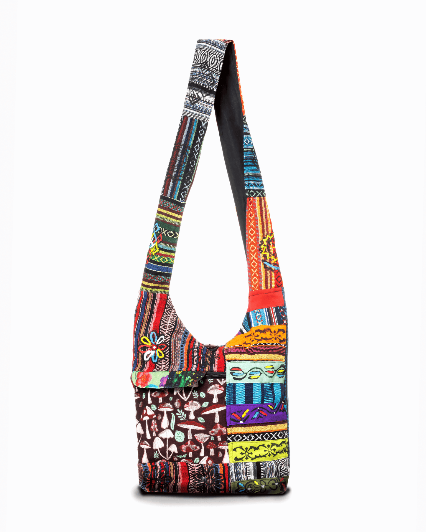 Sac hobo en patchwork à rayures tribales de la collection Kathmandu