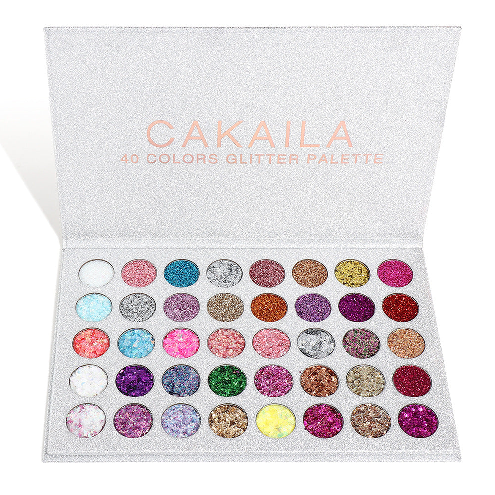 Palette de fards à paupières CAKAILA 40 couleurs - Paillettes dorées et teintes crémeuses