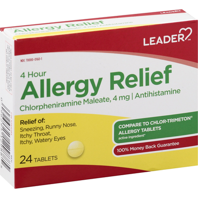 Leader Allergy Relief Tablets, 4mg - 4 Hour Formula