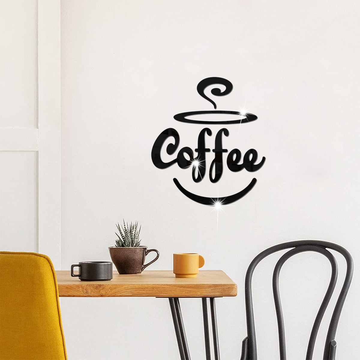 Coffee Themed Mirror Acrylic Wall Stickers for Kitchen and Dining Room - Korvel