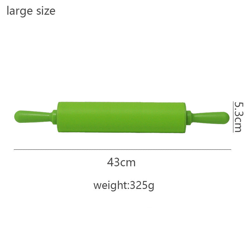Wooden Handle Silicone Rolling Pin Rolling Pin Roller Flour Pin Small Medium And Large Household Baking Tools And Kitchenware - Korvel