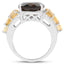 9.74 Carat Smoky Quartz, Citrine & White Topaz Sterling Silver Ring