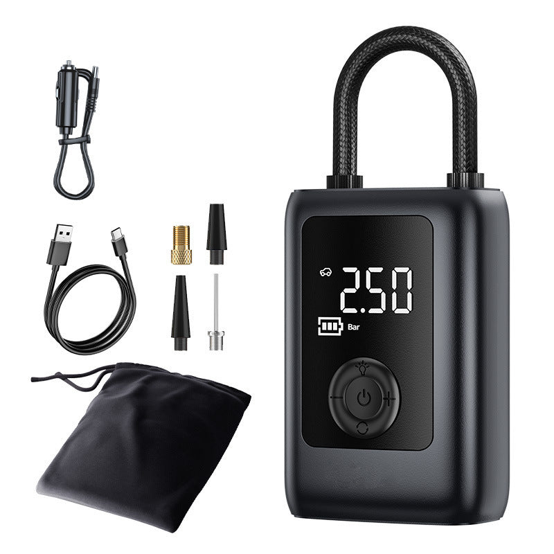 150PSI Rechargeable Electric Tire Pump with Light & LCD: for cars, bikes - Korvel