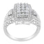 Anillo de cóctel de diamantes en oro blanco de 10K con halo de cojín de 1.0 Cttw - Talla 7