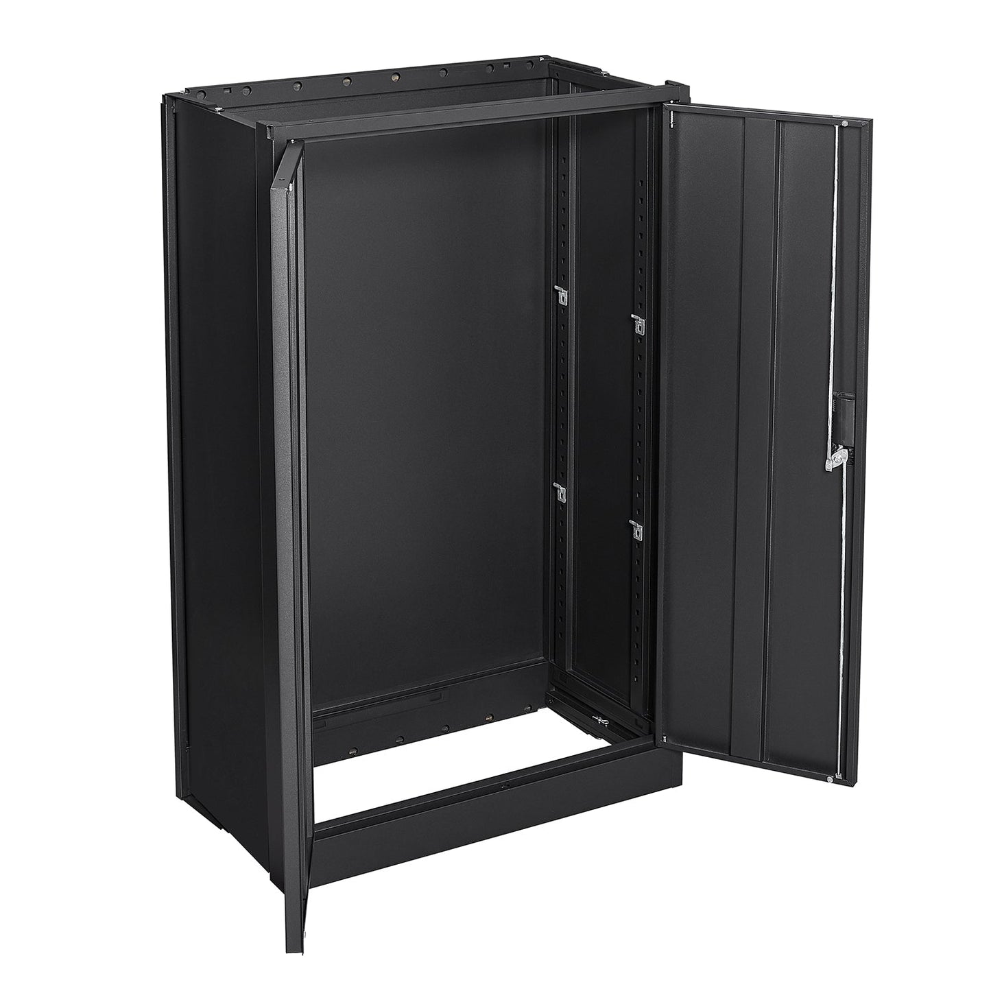Metal storage cabinet with locked door and adjustable shelf foldable storage cabinet black - Korvel