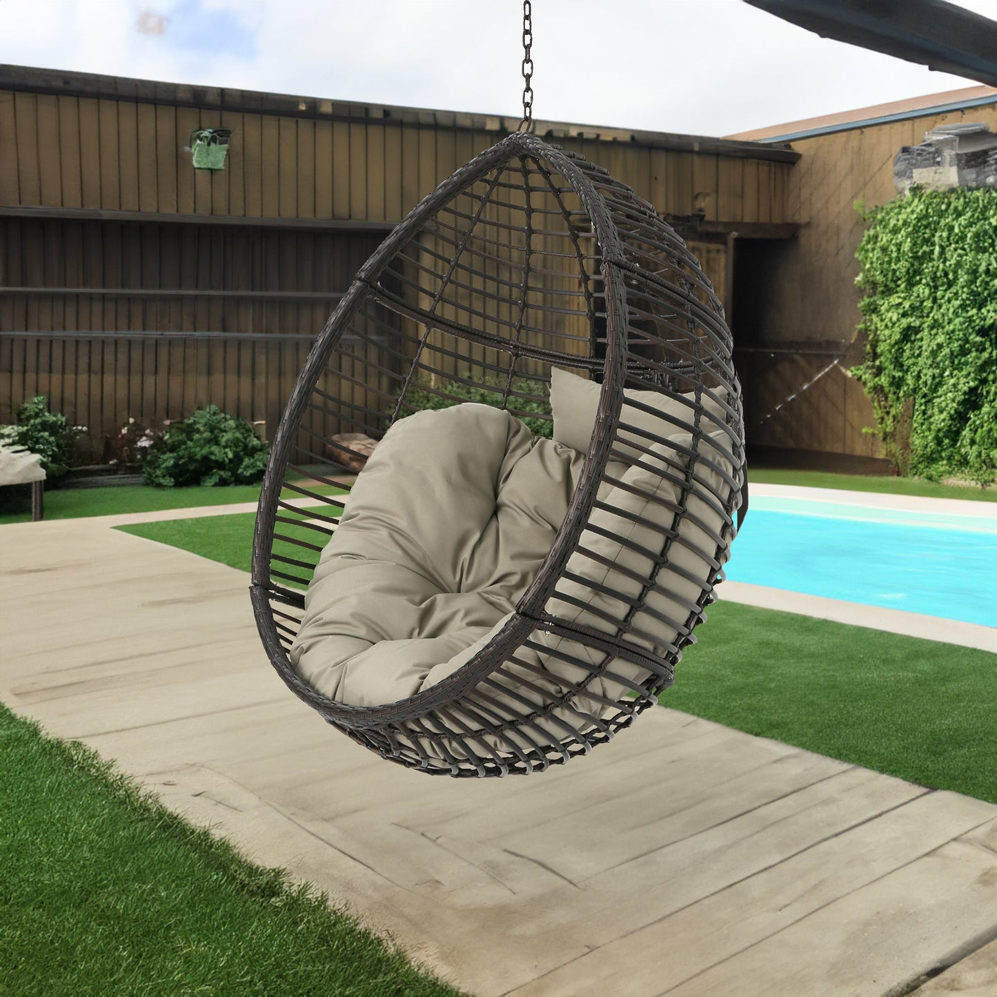 Premium Hanging Basket Chair - Brown - Stand Not Included