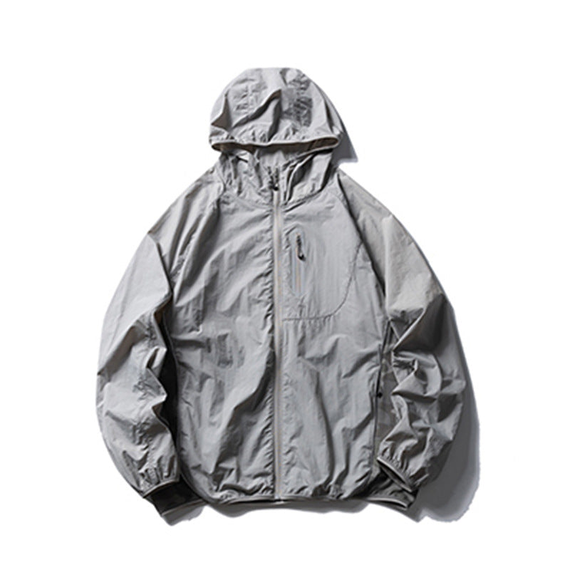 Camouflage Spliced Thin Hooded Sun Protection Clothing Men's Outdoor Sports Reflective Design Casual Jacket Trendy - Korvel