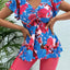 Floral Print Bandeau V Neck 2 Piece Swimsuit for Women