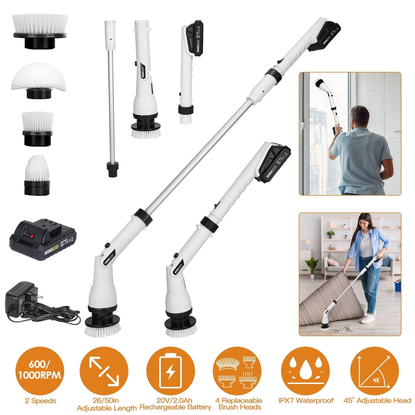 Electric Spin Scrubber - Cordless Handheld Cleaning Brush