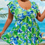 Floral Print Bandeau V Neck 2 Piece Swimsuit for Women
