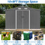 10X8 FT outdoor tool storage shed with metal foundation and lockable door, all-weather metal shed, gray - Korvel