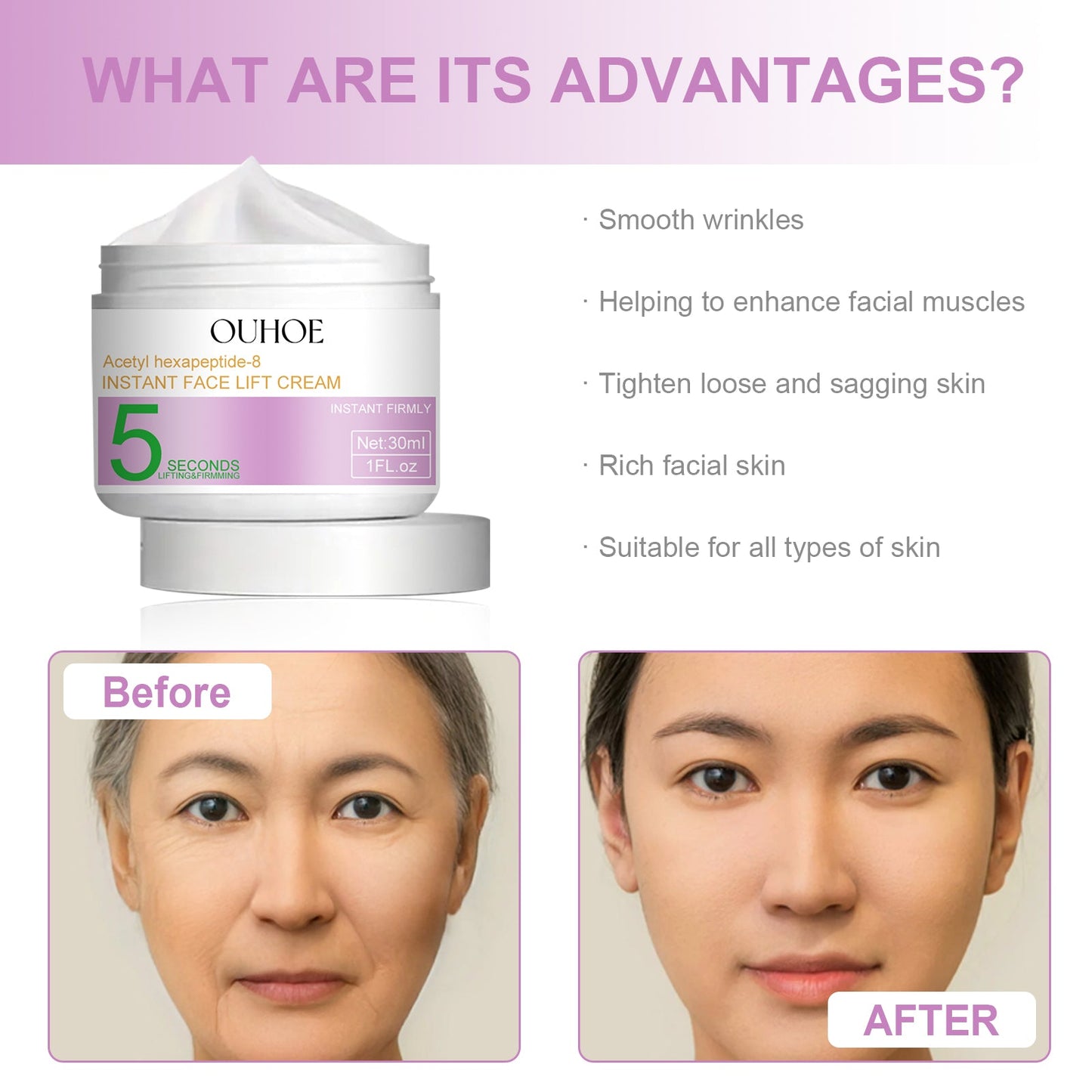 Anti-Wrinkle Facial Lifting Cream Lighten Fine Lines Repair Dull Deep Hydrating Moisturizing And Brightening Cream - Korvel