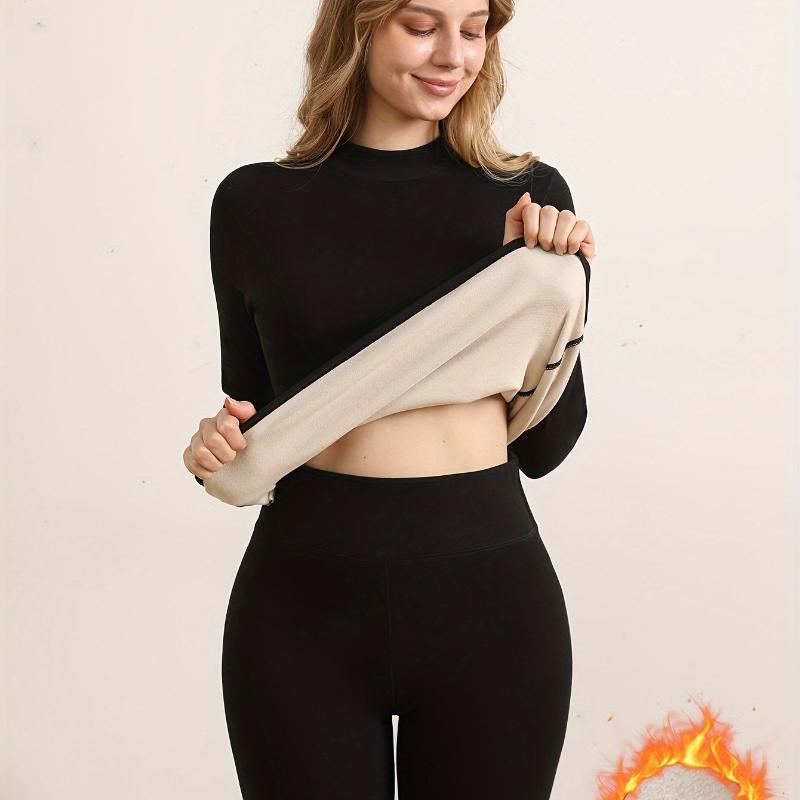 Sous-vêtements thermiques pour femmes avec doublure en peluche