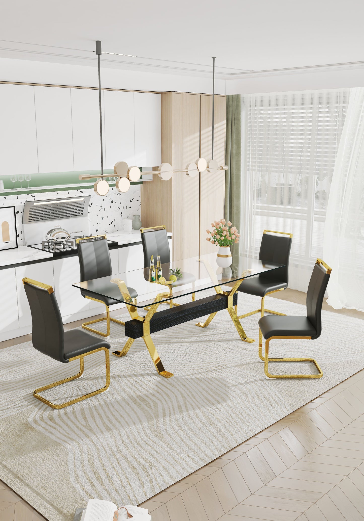 Dining table Modern tempered glass dining table Large modern office desk - Korvel