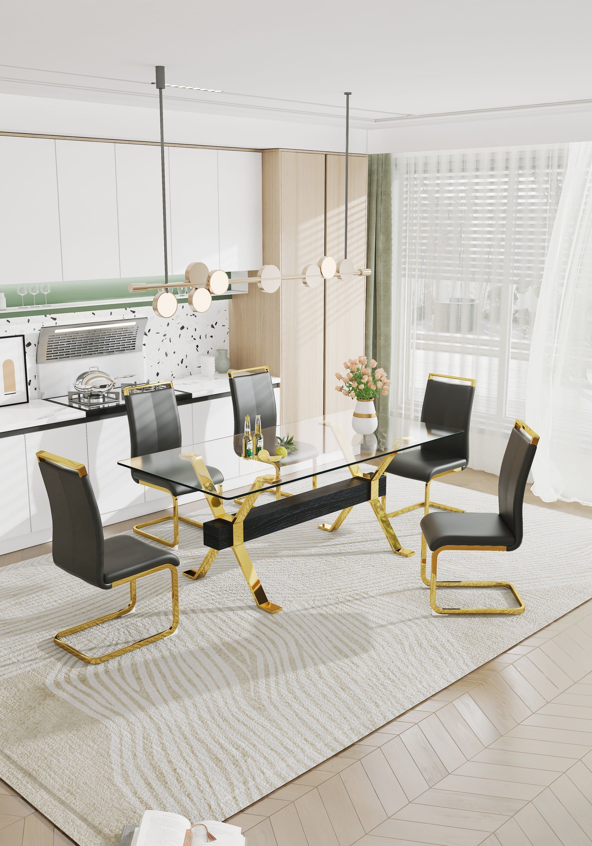 Dining table Modern tempered glass dining table Large modern office desk - Korvel