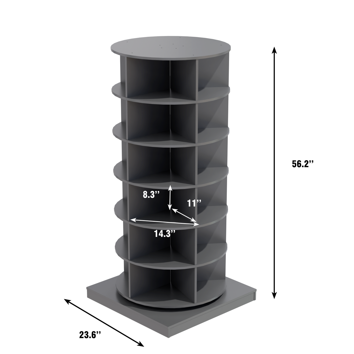 Grey 360 Rotating shoe cabinet 6 layers - Korvel