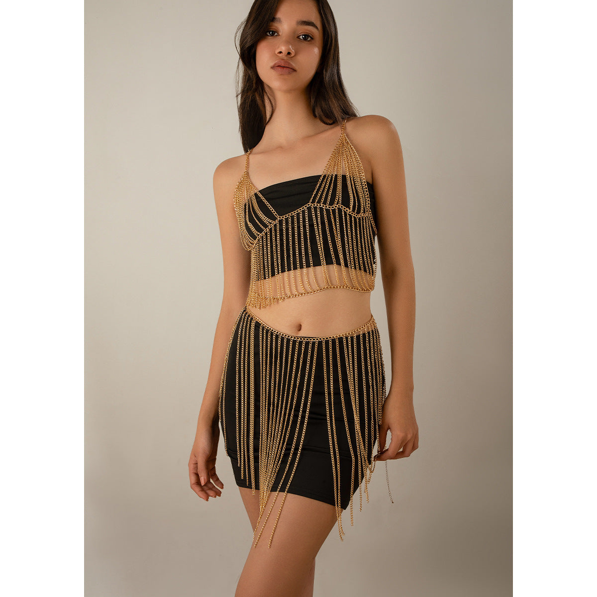 Bijoux de corps en chaîne à franges multi-couches élégants