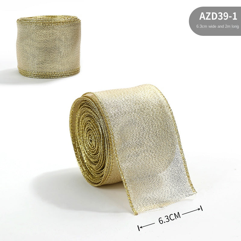 Elegant Gold Onion Cloth Christmas Ribbon with Decorative Bow