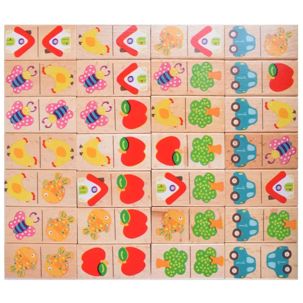 Garden Domino Puzzle Dragon Plate Beech Wood Building Blocks Children's Puzzle Early Education Toys for Boys and Girls - Korvel