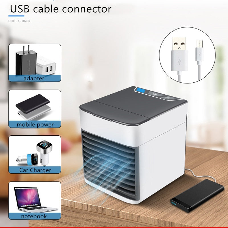 USB Mini Portable Air Conditioner Humidifier Purifier 7 Colors Light Desktop Air Cooling Fan Air Cooler Fan for Office Home - Korvel