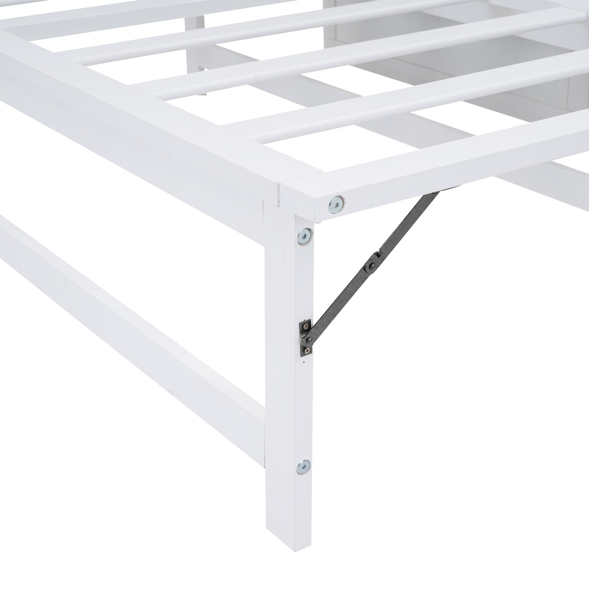 Queen Size Murphy Bed with Built-In Charging Station and a Shelf  White - Korvel