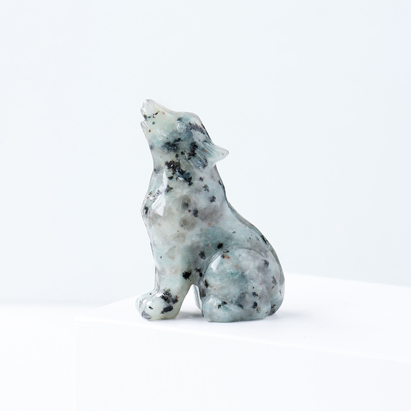 Natural Crystal Wolf Cub Carving - Premium Home Decor