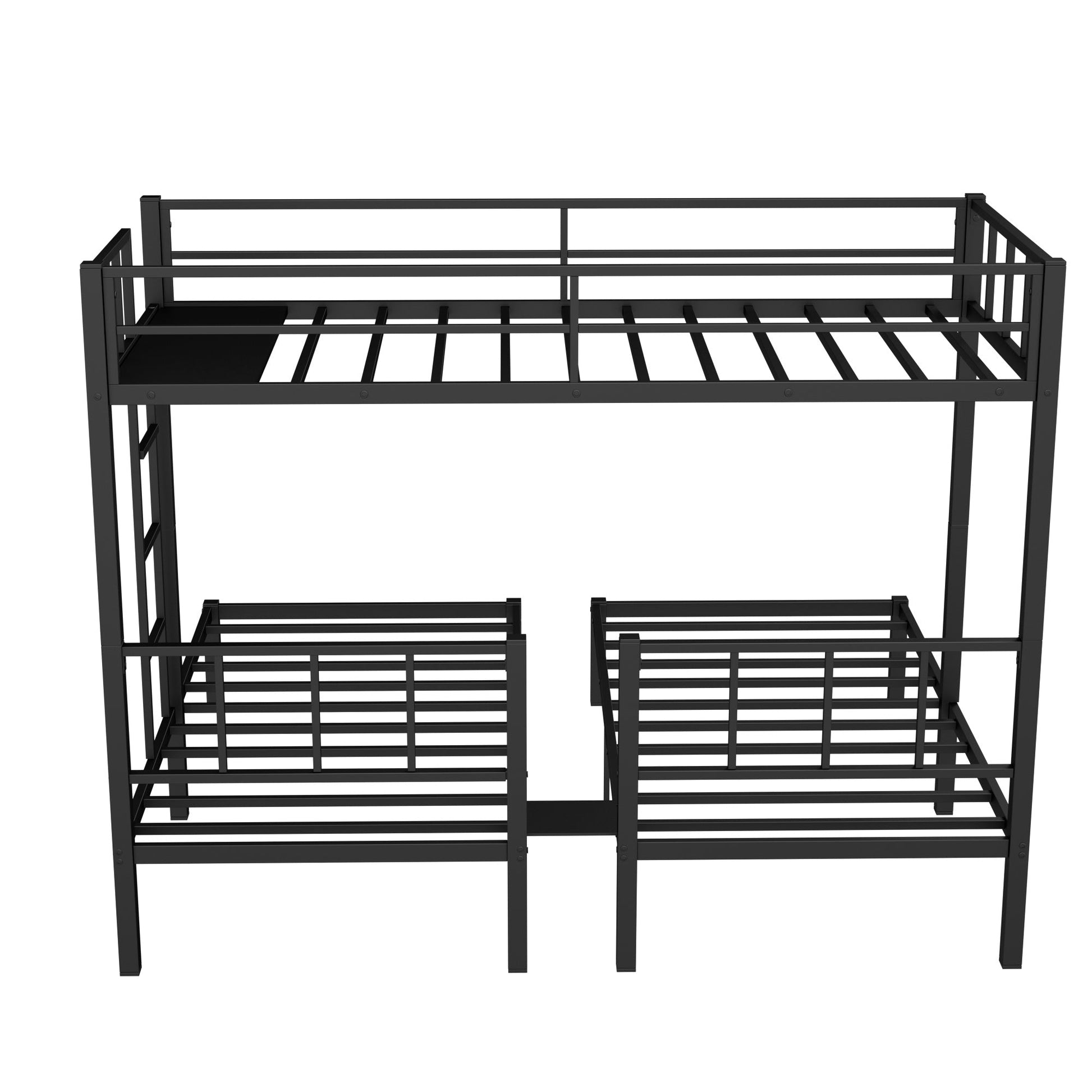 Twin over Twin & Twin Bunk Beds for 3, Twin XL over Twin & Twin Bunk Bed Metal Triple Bunk Bed, Black - Korvel