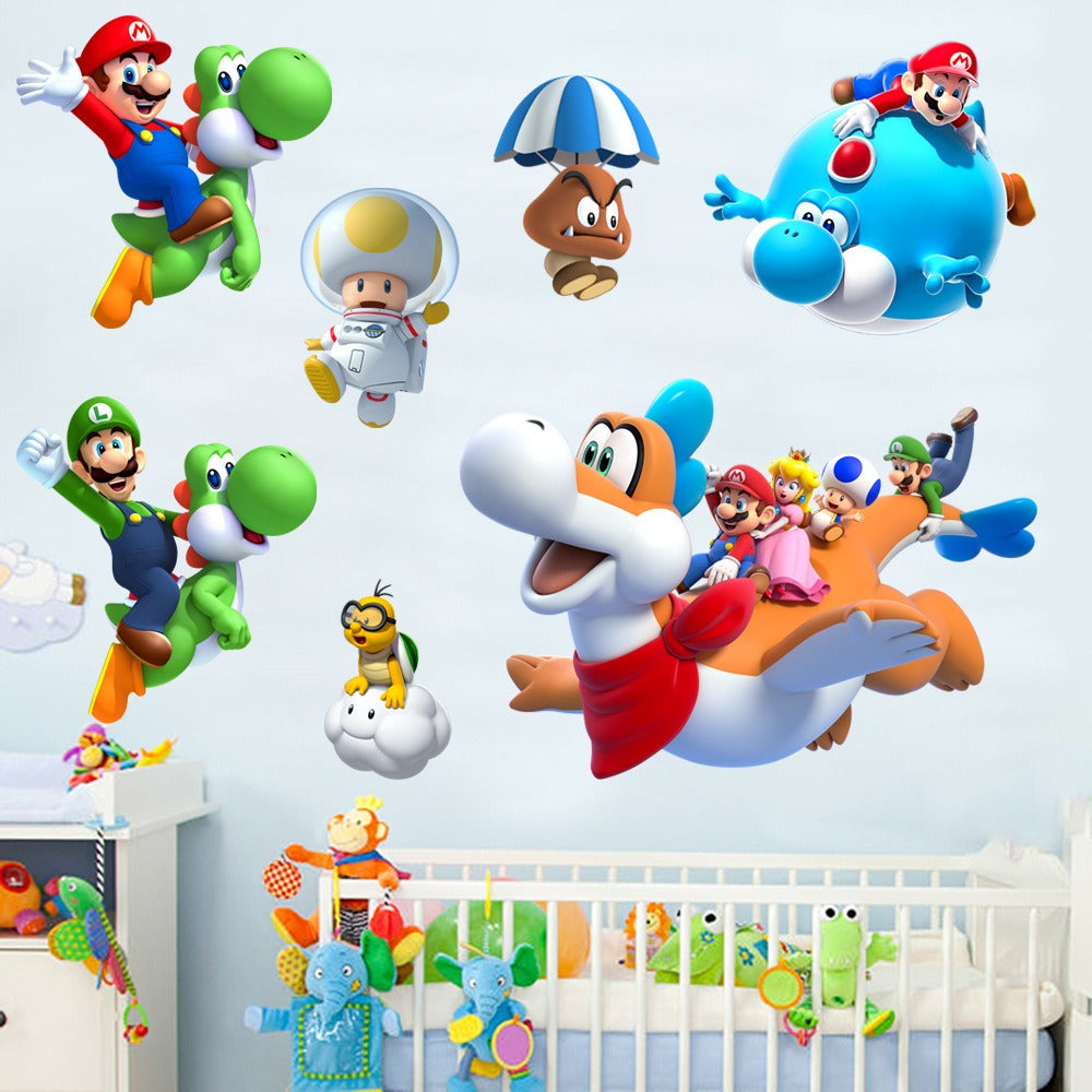Autocollants muraux étanches Super Mario pour chambres d'enfants