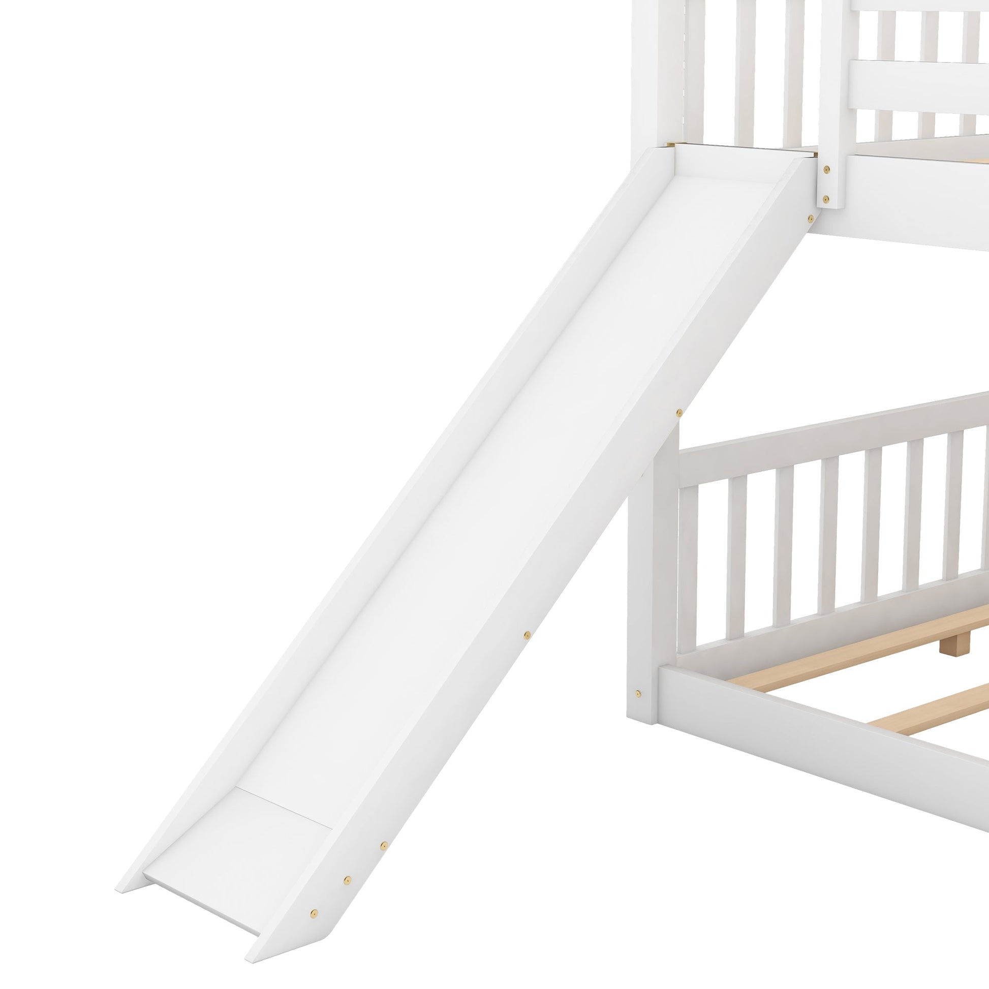 Full over Full Bunk Bed with Convertible Slide and Ladder  White - Korvel