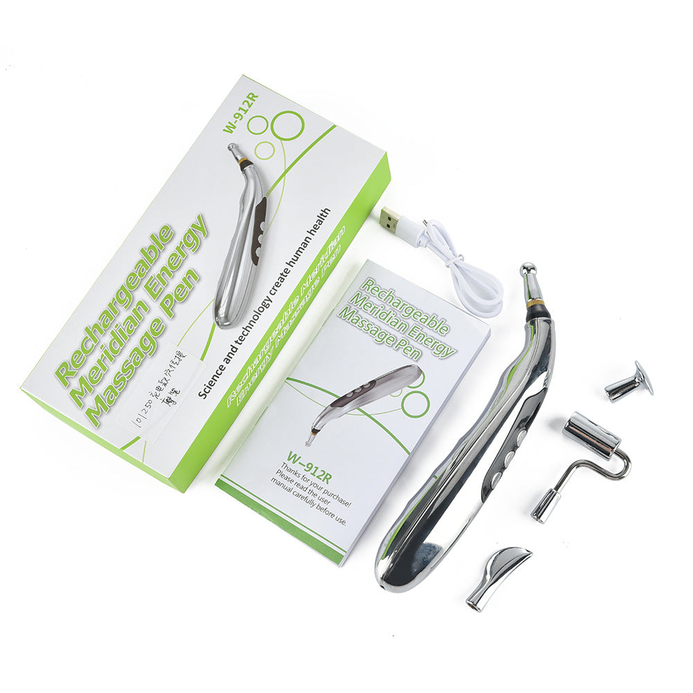 Rechargeable Acupoint Massage Pen 5-Head Meridian Pen Massager Magnetic Therapy Pain Relief Massager - Korvel
