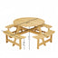 Outdoor picnic table for 8 people, circular picnic table for 8 people, with 4 embedded bench tables and bench sets - Korvel