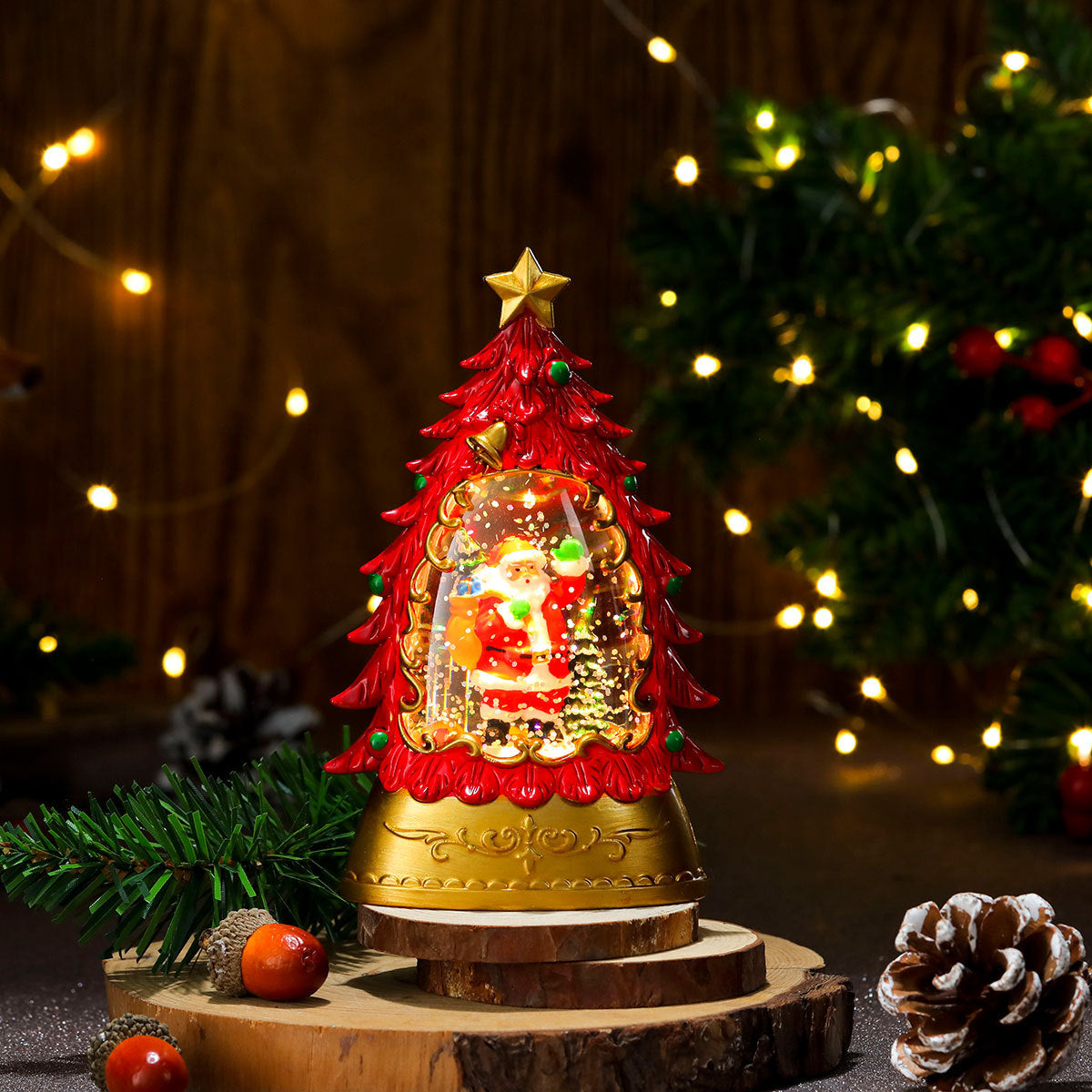 Christmas gifts, painted Christmas trees, glowing candles, oil lamps, children's small gifts, wind lamps, bar table decorations, ornaments - Korvel