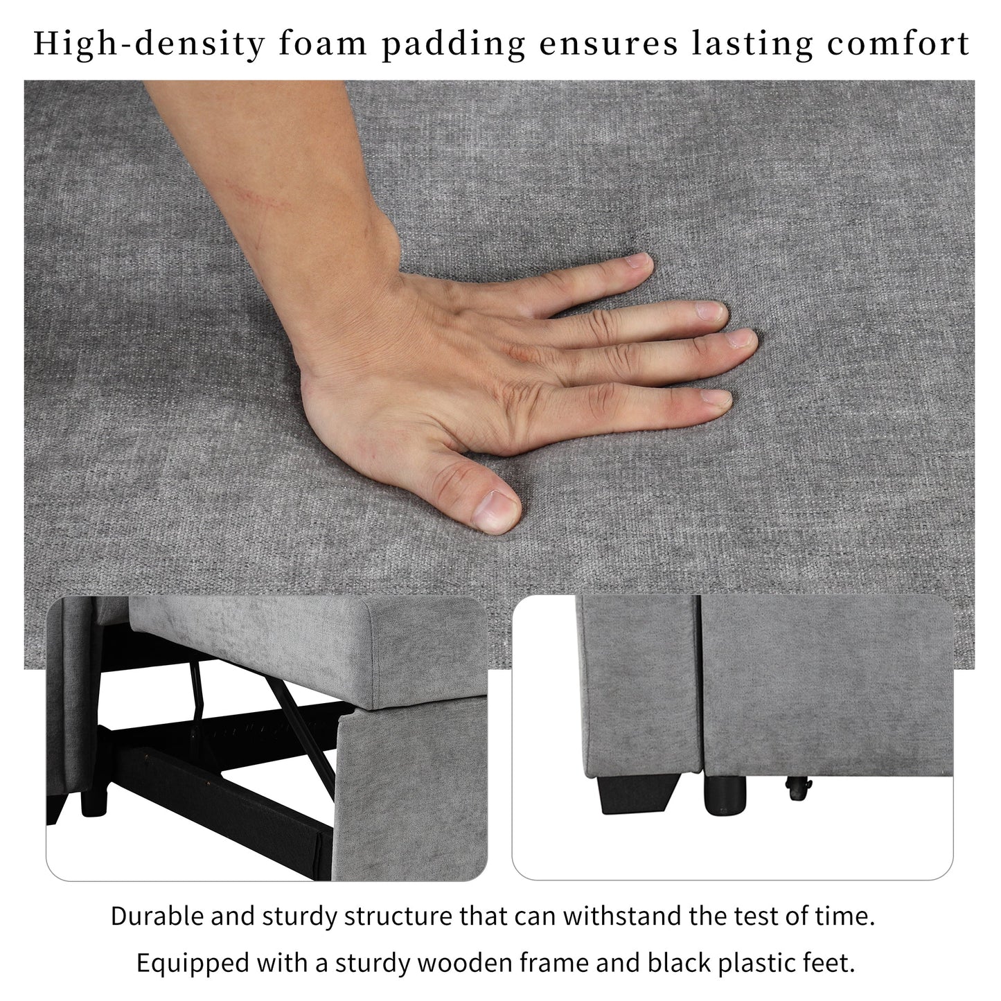 U_STYLE Convertible Soft Cushion Sofa Pull Bed ,for Two People to Sit On - Korvel