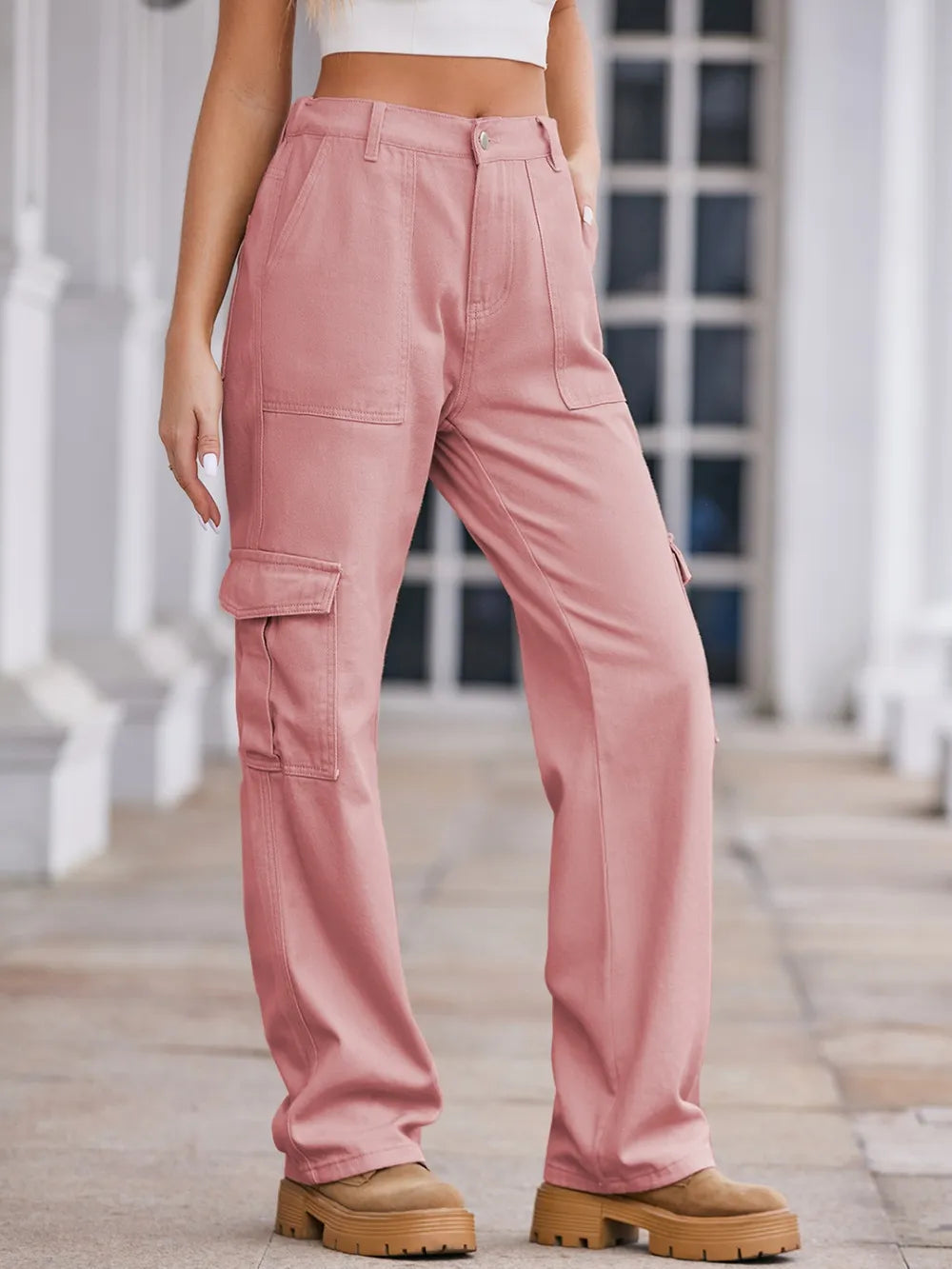 Premium Straight Denim Cargo Pants