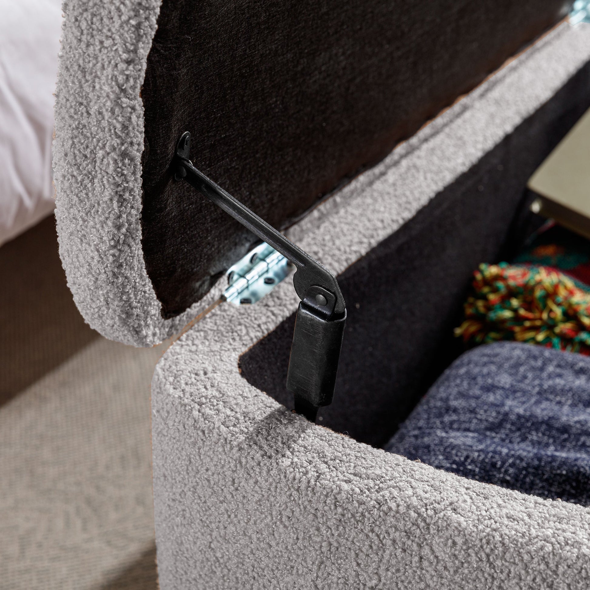 Grey Storage Ottoman Bench for End of Bed Gold Legs Modern Grey Faux Fur Entryway Bench - Korvel