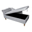 Chaise longue en velours gris avec rangement et coussin