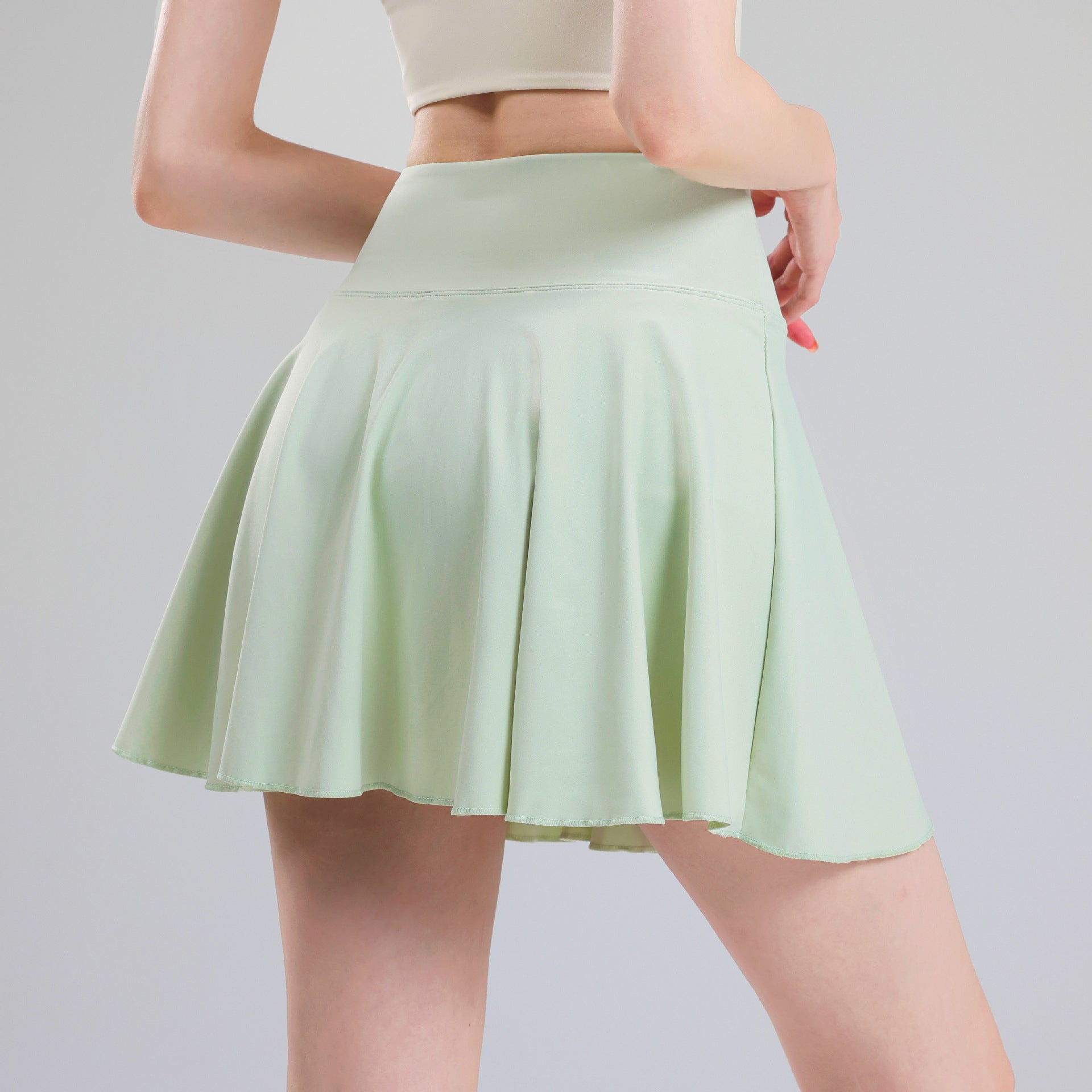 Tennis skirt women's yoga white badminton pleated skirt quick drying anti glare half skirt - Korvel