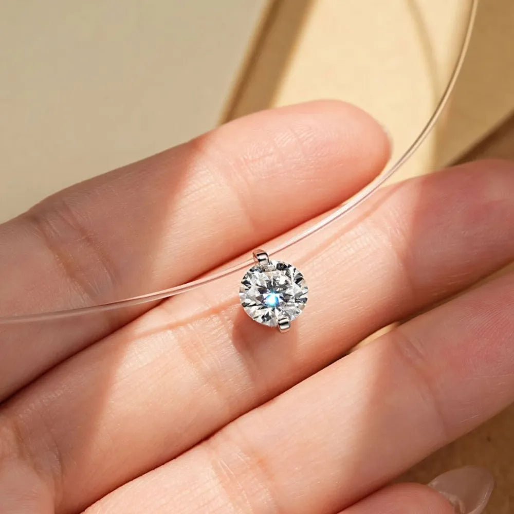 1 Carat Moissanite Necklace in 925 Sterling Silver