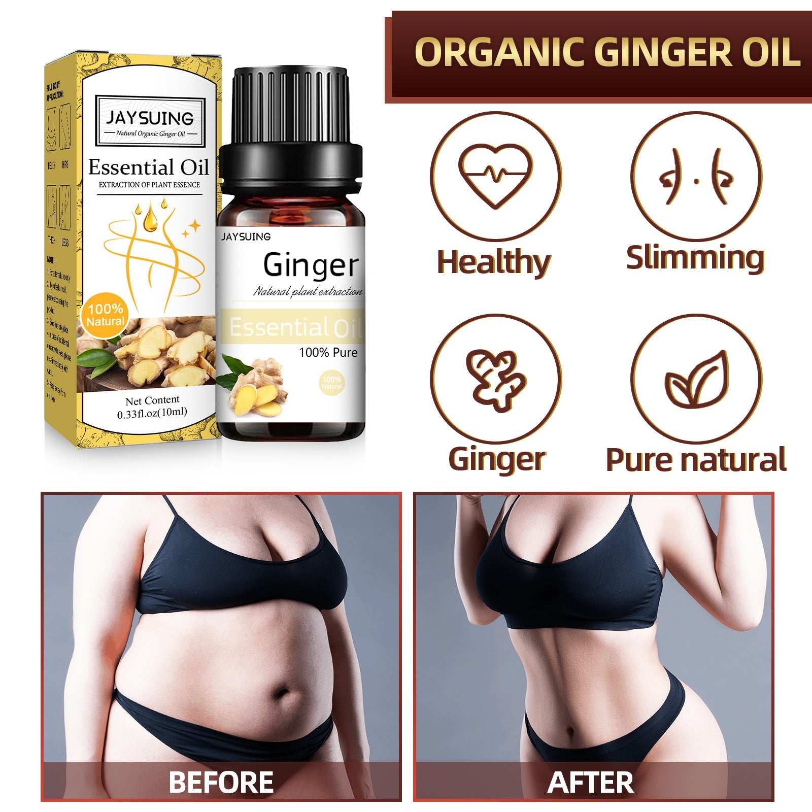 Organic Ginger Oil, Massage Firming Toning And Relieving Muscle Tension Body Beauty Essential Oil - Korvel