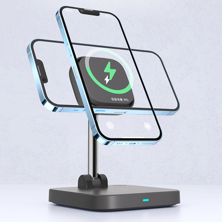 3-in-1 magnetic wireless charger holder with cooling fan suitable for wireless charging of iPhone earphones and watches - Korvel