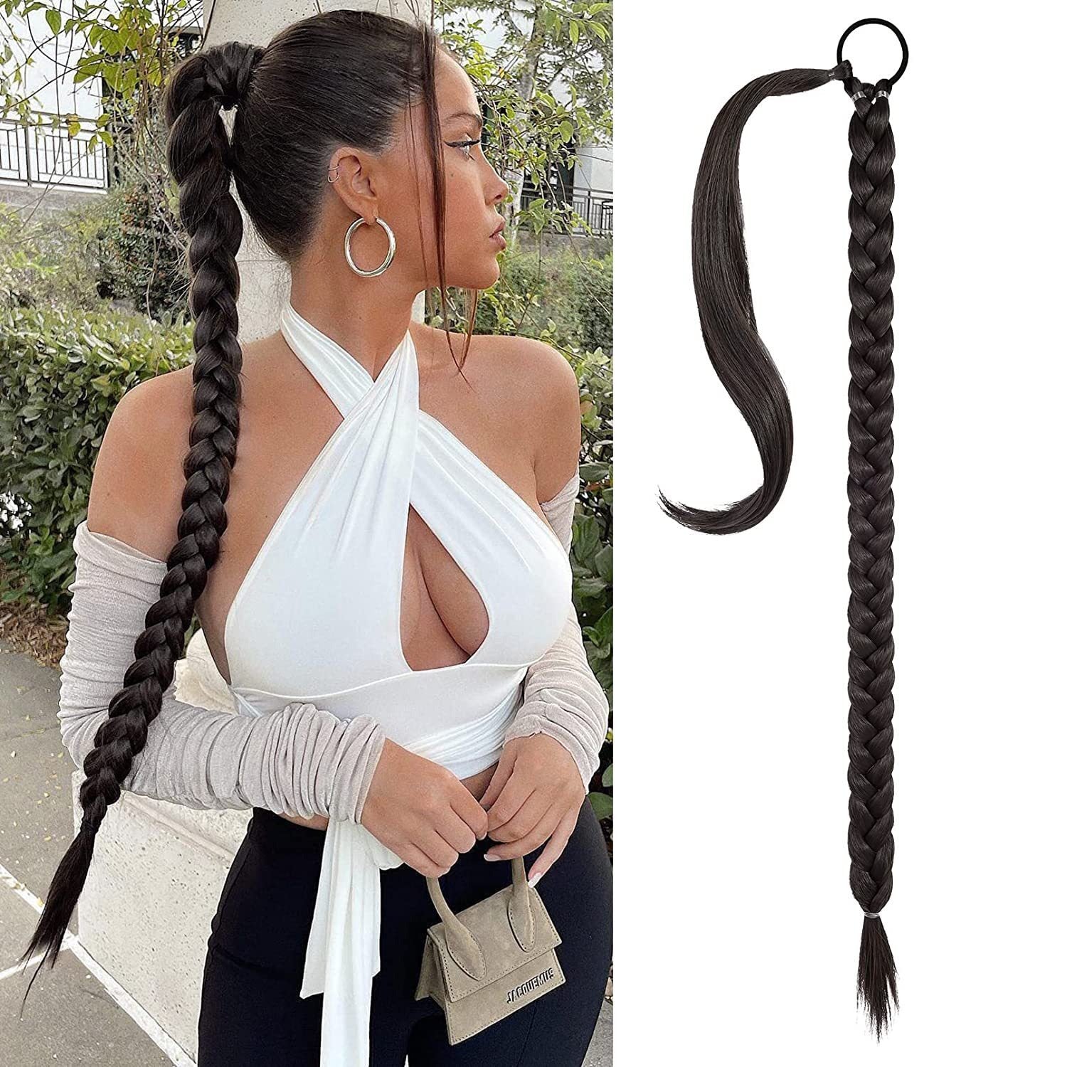 Fake Braid New Fashion Chemical Fiber Wig Female Long Braid Hair Extensions Hair Band Type Hair Extensions Braid Wig Ponytail - Korvel