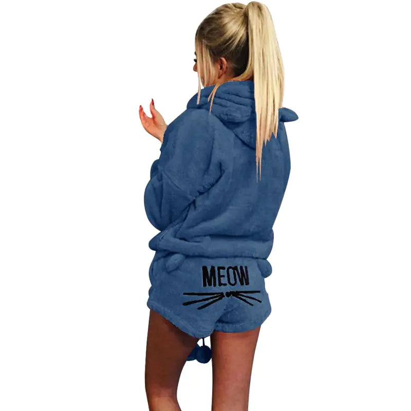 Conjunto de Pijama con Capucha Meow para una Comodidad Acogedora