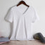 Camiseta de Algodón Puro para Mujer de Corte Suelto con Cuello Redondo y Cuello en V