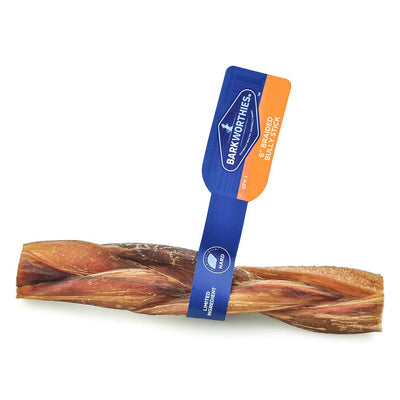 Barkworthies Braided Bully Stick - 6'' Individual