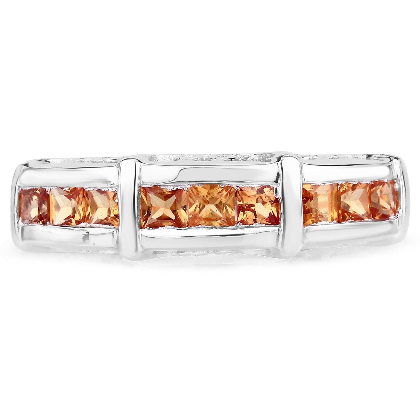 Bague en argent sterling avec saphir orange véritable de 1,08 carat