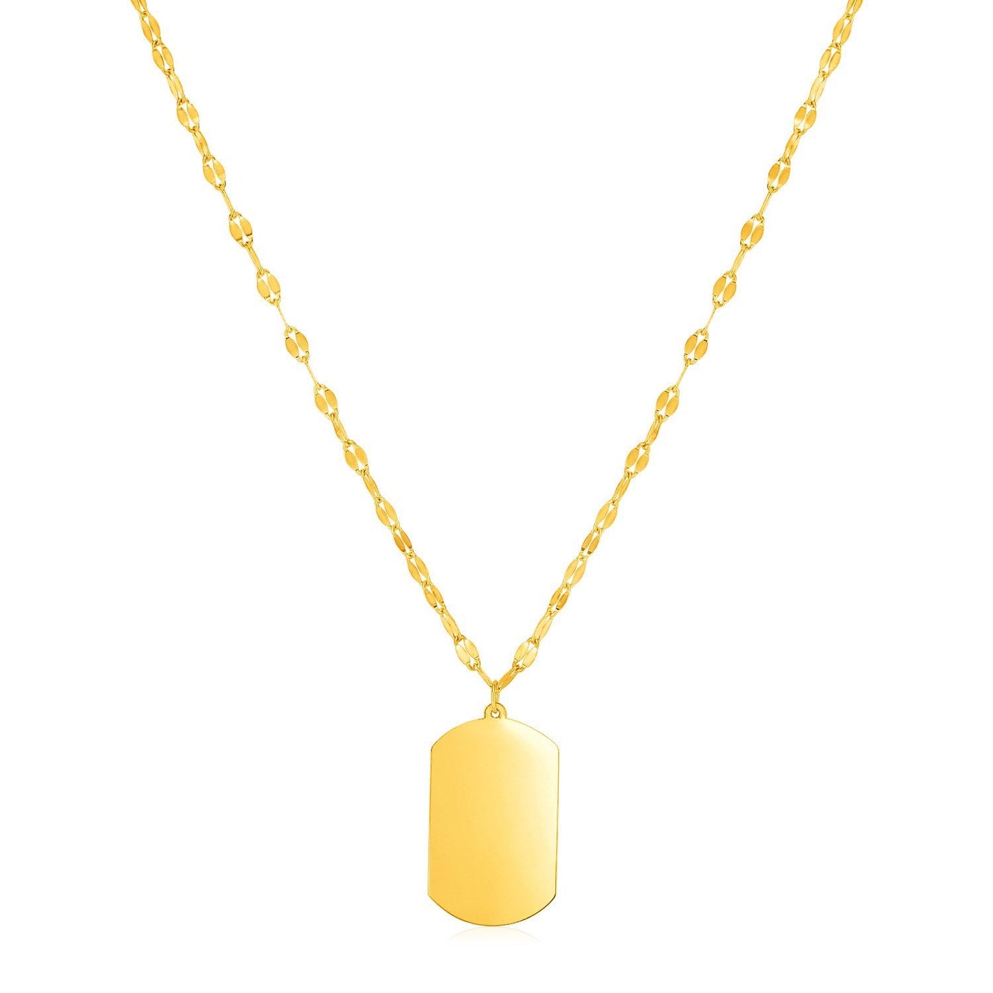 Collier en Plaque Or Jaune 14K avec Médaillon